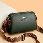 Multi-Compartment Leather Crossbody Bag with Designer Strap